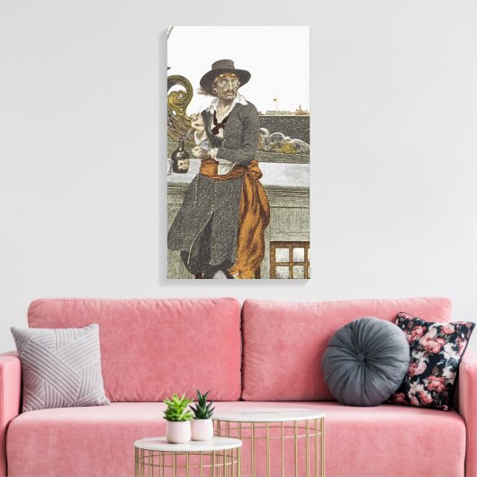  Piraten, Kidd on Deck of Adventure Galley Canvas Afdruk (Insitu (Woonkamer))