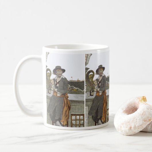 Piraten, Kidd on Deck of Adventure Galley Koffiemok (Met donut)