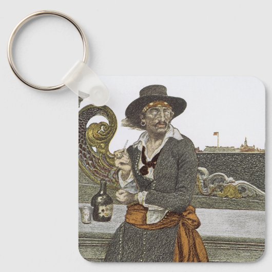 Piraten, Kidd on Deck of Adventure Galley Sleutelhanger (Voorkant)