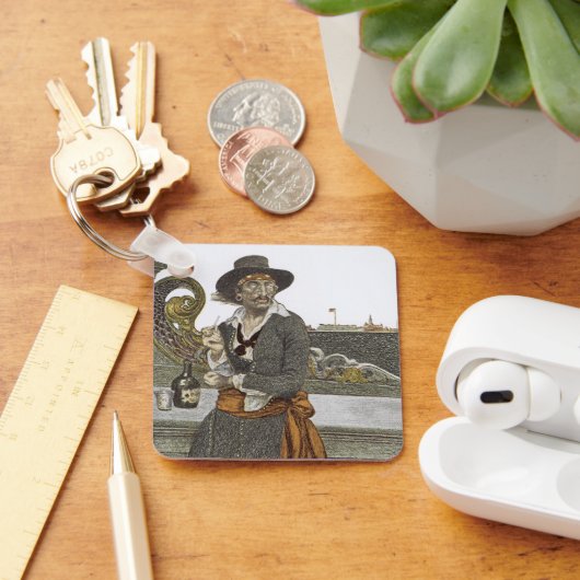  Piraten, Kidd on Deck of Adventure Galley Sleutelhanger (Bureau)