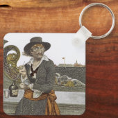 Piraten, Kidd on Deck of Adventure Galley Sleutelhanger (Achterkant)