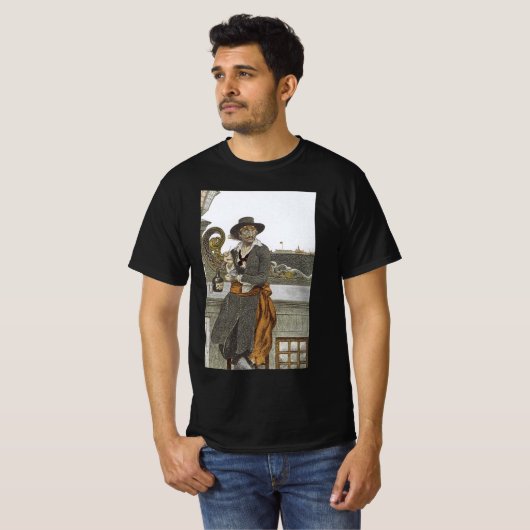  Piraten, Kidd on Deck of Adventure Galley T-shirt (Voorkant volledig)