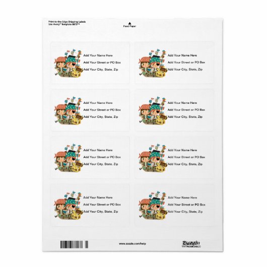 Piraten met Schat Etiket (Full Sheet)