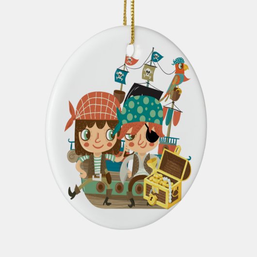 Piraten met Schat Keramisch Ornament (Rechts)