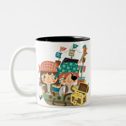 Piraten met Schat Tweekleurige Koffiemok (Links)