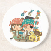 Piraten met Schat Zandsteen Onderzetter (Voorkant)