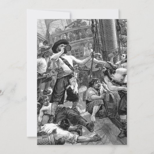 piraten op het schip, huwelijksfeest kaart (Voorkant)