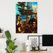 Piraten op het zee | AI Art Poster (Thuiskantoor)