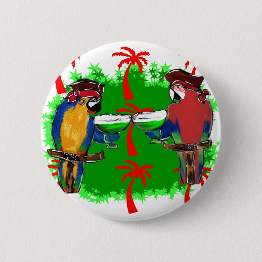 PIRATEN PAPEGAAIEN RONDE BUTTON 5,7 CM (Voorkant)