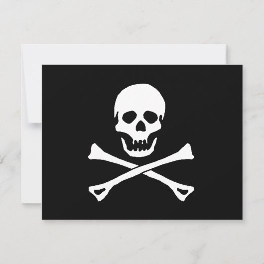 PIRATEN PARTIJ THEME JOLLY ROGER FLAG INVITATION KAART (Voorkant)