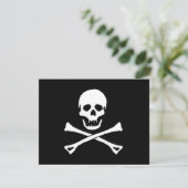 PIRATEN PARTIJ THEME JOLLY ROGER FLAG INVITATION KAART (Staand voorkant)