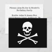 PIRATEN PARTIJ THEME JOLLY ROGER FLAG INVITATION KAART (Voorkant / Achterkant)