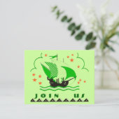 PIRATEN PARTIJ THEME SHIP SET SAILS FLAG INVITATIO KAART (Staand voorkant)