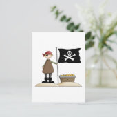 Piraten ・ Piraat, vlag en schatten Briefkaart (Staand voorkant)