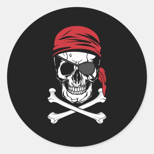 piraten | Pirate Eye Patch Kostuum Ronde Sticker (Voorkant)
