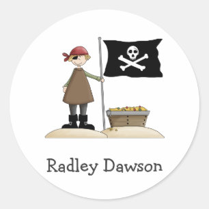 Piraten · Piraten, Vlag & Schat Ronde Sticker