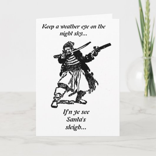 Piraten plunderen de slee van de kerstman feestdagen kaart (Voorkant)