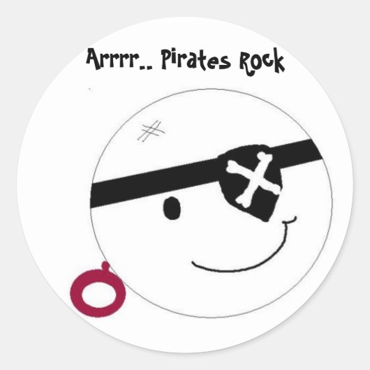 Piraten Rots Ronde Sticker (Voorkant)