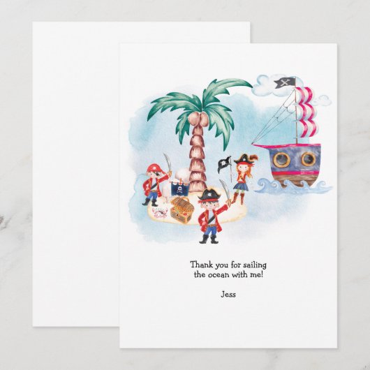 Piraten Schatzoeken Kaart Jongens Verjaardag  (Voorkant / Achterkant)