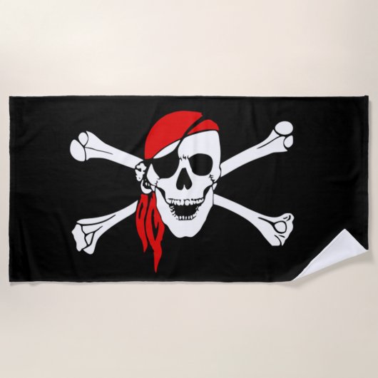 Piraten schedel en gekruiste botten strandlaken (Voorkant)