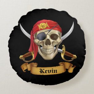 Piraten schedel en zwaarden rond kussen