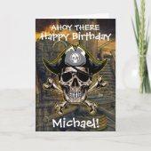 Piraten Schedel Kapitein Kruis Botten Schip Kaart (Voorkant)