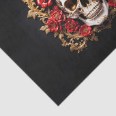 Piraten schedel met rode bloemen tissuepapier (Detail)