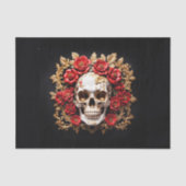 Piraten schedel met rode bloemen tissuepapier (Voorkant)