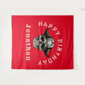 Piraten schedel rode achtergrond wandkleed (Voorkant (horizontaal))