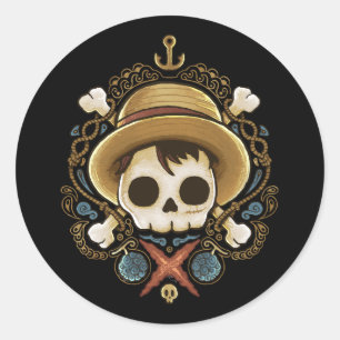 Piraten schedel ronde sticker