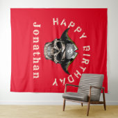 Piraten Schedel Rood achtergrondpaneel Wandkleed (In Situ (horizontaal))