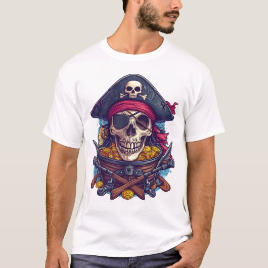 Piraten Schedel Schat T-shirt (Voorkant)