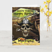 Piraten Schedel  Scheepskanon Kaart (Gele Bloem)