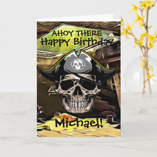 Piraten Schedel Schipper kaart (Gele Bloem)