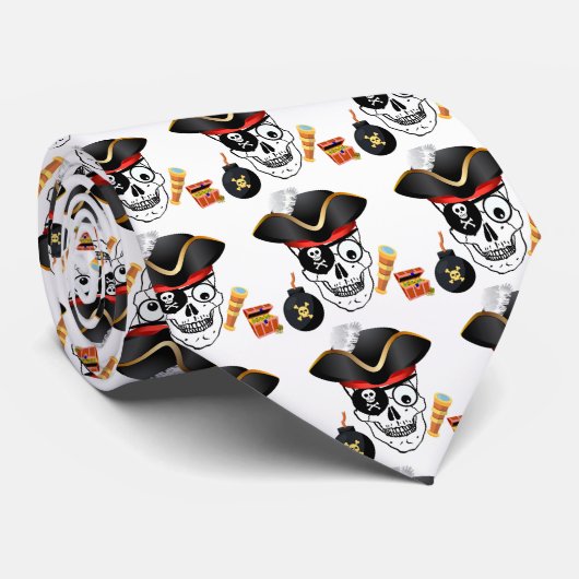 PIRATEN schedel Stropdas (Opgerold)