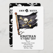 Piraten-scheeps schedel verjaardagsuitnodiging kaart (Voorkant / Achterkant)