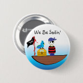 Piraten schepen met schatkist ronde button 5,7 cm (Voorkant /achterkant)