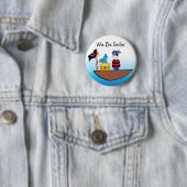 Piraten schepen met schatkist ronde button 5,7 cm (In situ)