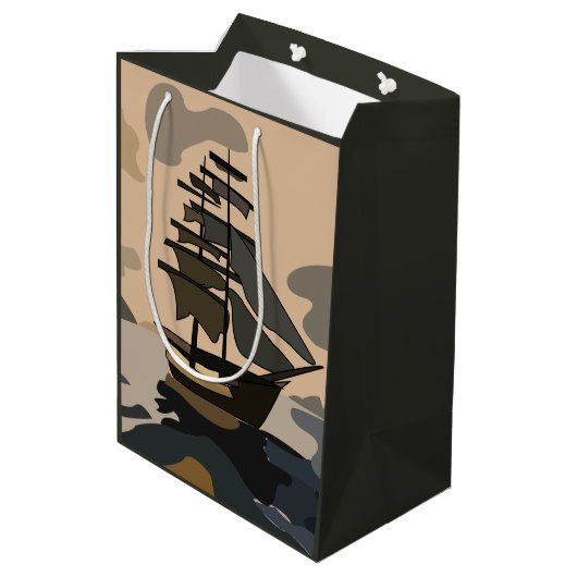 Piraten schip avontuur piraat medium cadeauzakje (Achterkant Gekanteld)