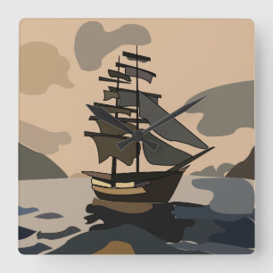 Piraten schip avontuur piraat vierkante klok