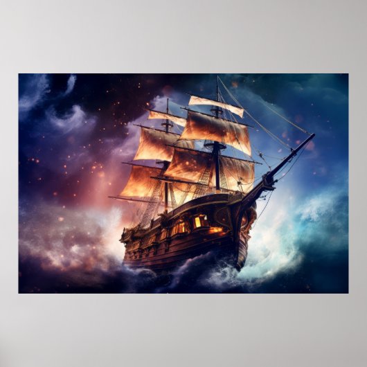 Piraten schip buitenaardse dimensie fantastische k poster (Voorkant)