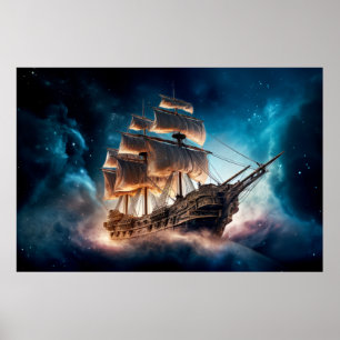 Piraten schip buitenaardse dimensie fantastische k poster
