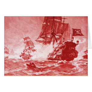PIRATEN SCHIP GEvecht / ANTIQUE PIRATEN SCHATKAART
