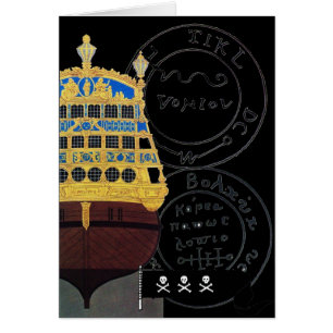 PIRATEN SCHIP GEvecht / ANTIQUE PIRATEN SCHATKAART