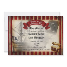 Piraten schip Grunge verjaardagsfeestje uitnodigin