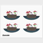 Piraten schip ovale sticker (Vel)