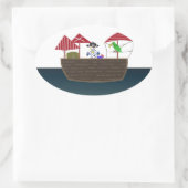 Piraten schip ovale sticker (Tas)