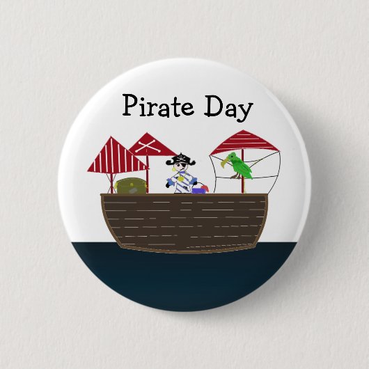 Piraten schip ronde button 5,7 cm (Voorkant)