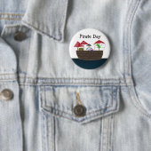 Piraten schip ronde button 5,7 cm (In situ)