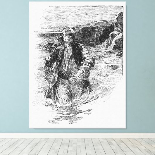  Piraten, Sir Henry Morgan in de Oceaan Canvas Afdruk (Insitu (Houten vloer))
